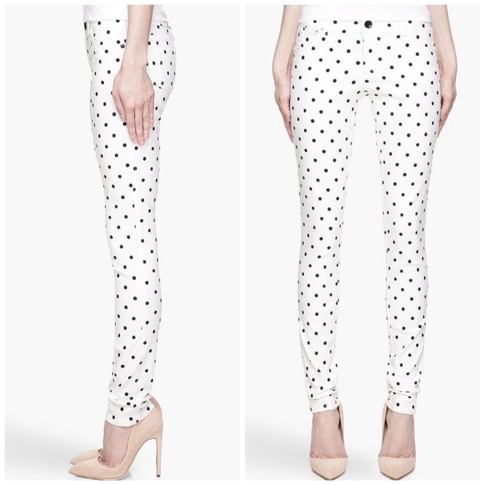 Alice Olivia Polka dot white Jean size 6